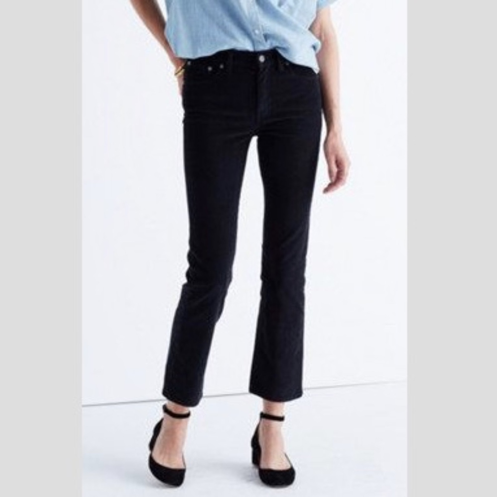 Madewell Cali Demi-Boot Black Corduroy Pants 28